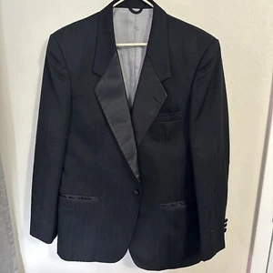 Christian Dior Monsieur Formal Black Striped Single Button Tuxedo Blazer 42R VTG - Picture 1 of 7