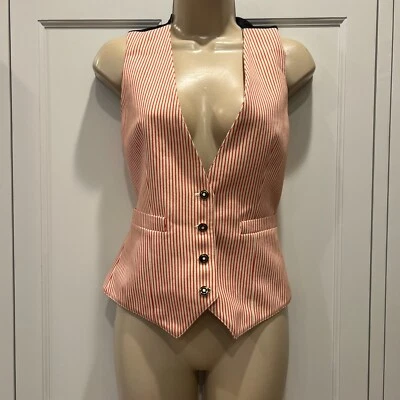 Balenciaga.Paris VTG Pinstripe Red/White Vest. Size 2. $80 - Image 1 of 4