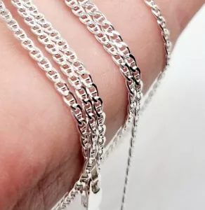 Sterling Silber Kette Halskette Anker flach Mariner gestempelt 925 - 2 mm - 28 Zoll - Bild 1 von 11