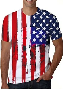 Camiseta Bandera Americana y Calavera Manga Corta - Para Hombre XL (Se Ajusta Como GRANDE) - Imagen 1 de 2