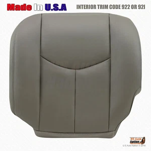 2003 2004 2005 Chevy Silverado 1500 2500 Driver Bottom Leather Seat Cover Gray - Picture 1 of 10