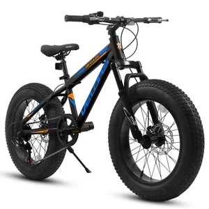 20'' Fat Tire Mountain Bike,7-Speed Disc Brakes & Front Suspension(Black) - Picture 1 of 6
