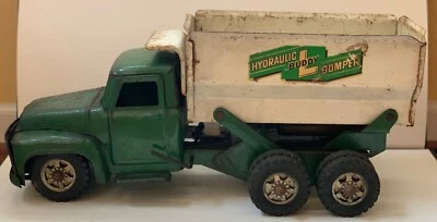 Buddy L Hydraulic Dumper Grain Dump Truck Green and White 1950s - Image 1 of 4