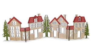 Aufsteller faltbar Deko Häuser 60 x 16cm Holz Haus Weihnachtsdeko o931 Holzhaus - Bild 1 von 1