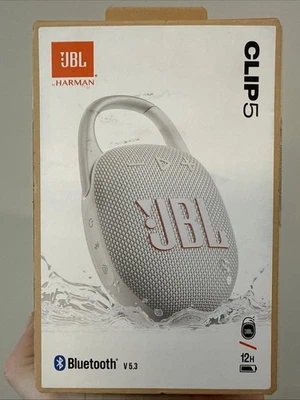 JBL Clip 5 Portable Waterproof Wireless Speaker (White) NISB FADT FREE SHIPPING - Image 1 of 4