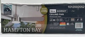 Hampton Bay Dorsey 36in. Indoor/Outdoor Brushed Nickel Ceiling Fan W/Remote - Picture 1 of 5