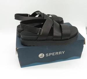 Sandalias de plataforma con tiras negras Sperry para mujer correa ajustable al tobillo 6 NUEVAS - Imagen 1 de 8