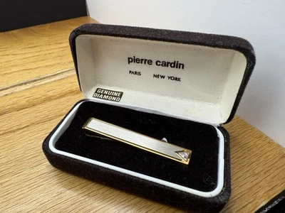 Vintage Pierre Cardin Classic Gold Tone Tie Clasp Clip Bar Old Stock Orig Box - Image 1 of 2