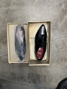 Vintage 1960er Calumet Herren schwarz Leder Mod Goth Punk elegante Schuhe Größe 8-NOS - Bild 1 von 4