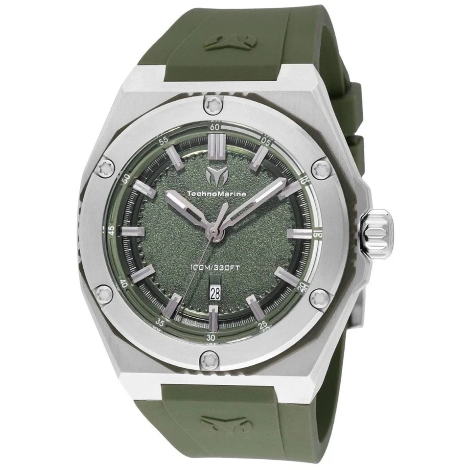 Technomarine Men's Watch Coral Steel Case Olive Green Silicone Strap TM-416067 - Image 1 of 1