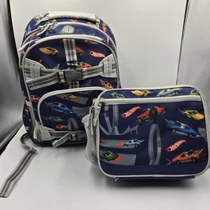 Pottery Barn Kids 15 " Hotwheels Racecars Backpack Plus Lunch Bag/ Box *READ - Picture 1 of 13