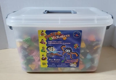 Brand New Rare 2006 Hexabits 2250 pc. Flexible Building Tiles 2D 3D Fun Bucket - Image 1 of 4