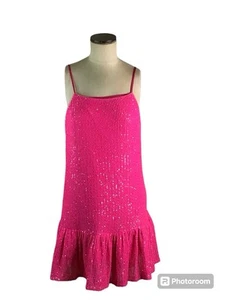L.D.T. Vestido Barbie rosa con lentejuelas de gran tamaño, talla 4, nuevo sin etiquetas - Imagen 1 de 5