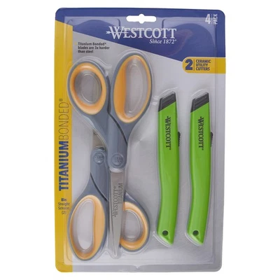 Westcott 2 Titanium Bonded Scissors and 2 Ceramic Utility Cutters, 4-Pack - Image 1 of 4