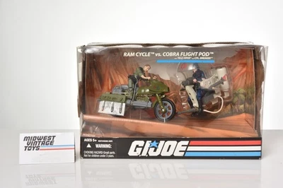 GI JOE 25th ACTION FIGURE RAM CYCLE vs COBRA FLIGHT POD in box - Image 1 of 4