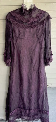 Abito da sposa gotico garza melanzana scura cadavere sposa costume Halloween piccolo - Immagine 1 di 4