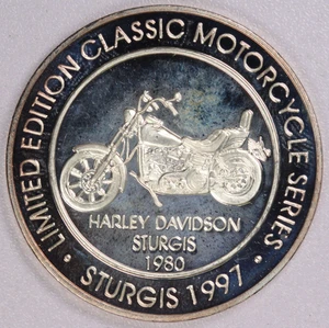 1997 Harley Davidson Sturgis Motorcycle Mount Rushmore .999 Silver Round - Picture 1 of 3