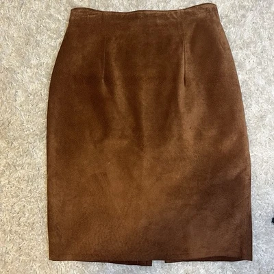 Falda lápiz vintage de cuero gamuza tostada Eddie Bauer Seattle de la década de 2000 tostada para mujer 4 Foto 1 de 4