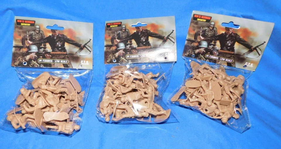 3 套 AIRFIX & MARX 二战德国玩具士兵 (54 毫米) 72 共 12 TAN — 第 1/1 张图片