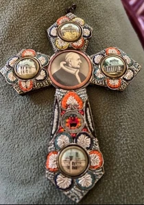 Sterling Silber Mikromosaik Kreuz Papst Pius XI 1922 bis 1939 - Bild 1 von 1