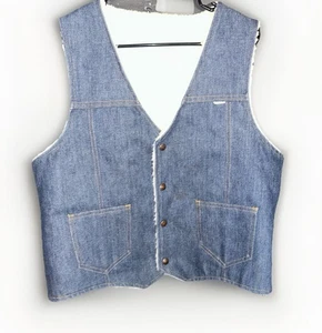 Vintage blaue Jeansweste Erwachsene L Denim gefüttert dunkel Western Marlboro Herren Sherpa 90er - Bild 1 von 10