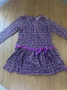 Hanna Andersson Dress Long Sleeve Floral Print Casual Kids Size 120 Purple - Picture 1 of 5