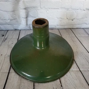 Vintage Round Porcelain Enamel Green Gas Station Light Shade 12" Across - Picture 1 of 12