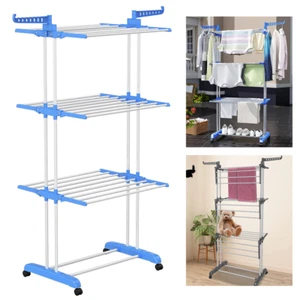 Extra Large Clothes Airer 4 Tier Indoor Foldable Outdoor Laundry Dryer Rack Line - Picture 1 of 23