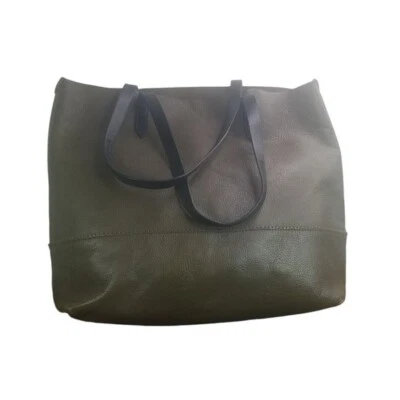 Bolso de Mano J Crew Downing Garl Cuero Verde Musgo Negro Foto 1 de 4