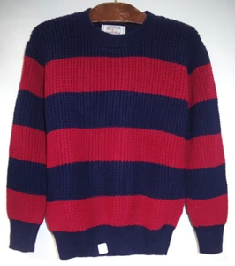 C27 NWT BSL Barrel Boys 16 Vintage Navy Blue & Cherry Red Chunky Knit Sweater - Picture 1 of 6