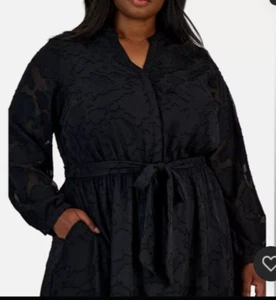 NWT Alfani Women’s Pocketed 3 Button Front Cinched Belted Waist Black Sz 22W NWT - Picture 1 of 9