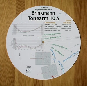 Cartridge Alignment Protractor for Brinkmann 10.5 Tonearm - Picture 1 of 8