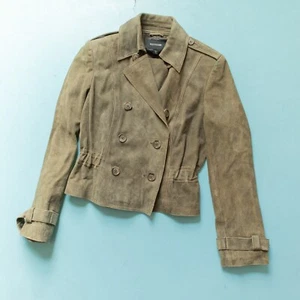 Chaqueta Moto Express Y2K Cuero Gamuza Genuino Doble Pecho Talla 7/8 - Imagen 1 de 7