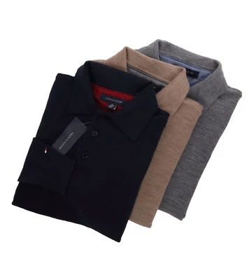 Polo de Rugby Tommy Hilfiger Para Hombre Manga Larga Calce Clásico Sólido - $0 Envío Gratis Foto 1 de 2