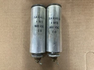Pair of CD Western Electric 124 Amp Oil Capacitors 4MFD 600V - Picture 1 of 3