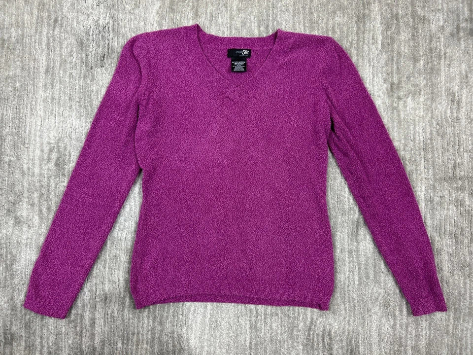 Suéter East 5th Mujer Rosa Cuello en V Manga Larga Fuscia Foto 1 de 4