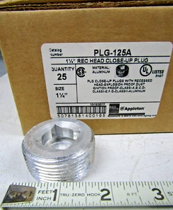 🔥25) NEW APPLETON 1-1/4" REC HEAD CLOSE UP PLUG RECESSED HEAD PLG-125A BOX 25 - Picture 1 of 6
