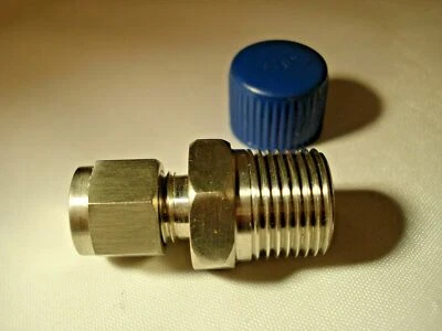 1/4" OD Tube x 3/8" MNPT 316ss  Bored Through Compression Fitting - Image 1 of 3