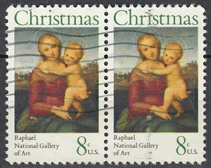 Francobollo USA timbrato coppia 8c Natale Raffaello Italia pittore quadro / p8 - Foto 1 di 1