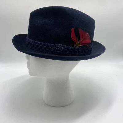 Vintage Resistol Fedora Self-Conforming  7 1/8 Hat Dark Blue - Image 1 of 4