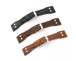 CINTURINO OROLOGIO VERA PELLE AVIATOR AVIATOR FLIEGERBAND CON BORCHIE de - Foto 1 di 7