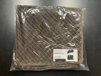 Restoration Hardware Tucked Cotton Velvet Chevron Sham Charcoal Brown 22" Square - Image 1 of 4