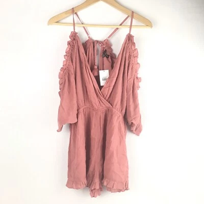 Pantalones Cortos de Encubrimiento Boho Topshop Para Mujer Talla Pequeña (4-6) Mameluco Rosa Volantes  Foto 1 de 4