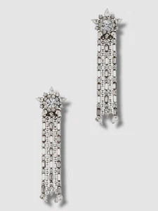 $295 Dannijo Women's Silver Phoebe Crystal Fringe Post Earrings - Picture 1 of 2