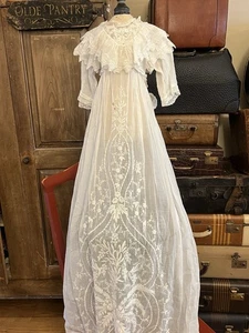 "Vestido de bautizo antiguo hecho a mano eduardiano Ayrshire 1938🌟 43""" - Imagen 1 de 24