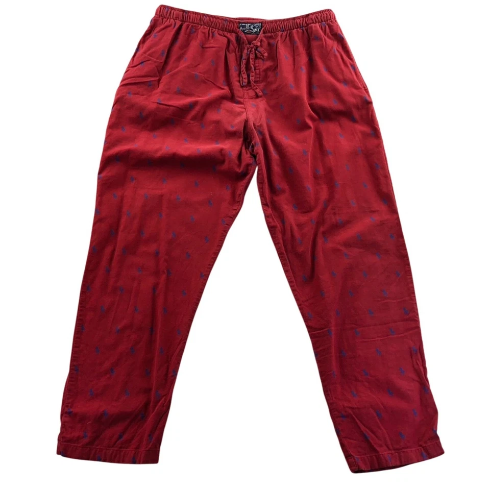 Polo Ralph Lauren Hombres Pijama Pantalones XL Rojo Ropa de Dormir Cordón Salón Pull On Foto 1 de 4