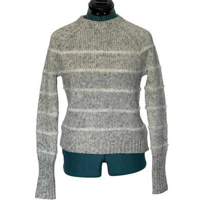 Suéter para mujer J Crew XXS gris blanco rayas difusas mezcla de lana tejido raglán Foto 1 de 4