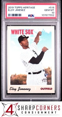 2019 TOPPS HERITAGE #516 ELOY JIMENEZ RC WHITE SOX PSA 10 - Image 1 of 3