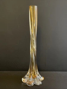 Amber Twisted Stem Bud Vase Elephant Foot - Picture 1 of 9