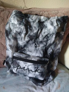 Victoria's Secret Rucksack Bauchtasche Gürteltasche pink schwarz weiß Batik verstaubar - Bild 1 von 5